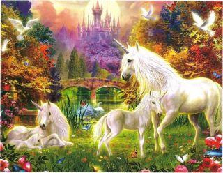 100 piece Bagged/Boxless Jigsaw Puzzle The Castle Unicorns Glow in 