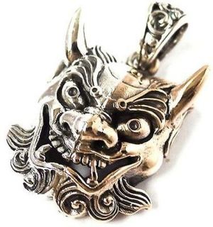   MASK STERLING 925 SILVER PENDANT JAPANESE ORGE TROLL FORKLORE JEWELRY