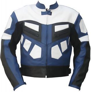 Men Motorcycle Motorbike Leather Jacket With CE Approved Armor Size 