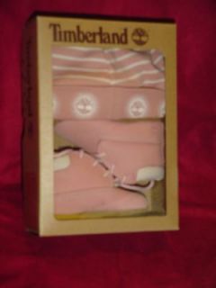 Timberland Infant Baby Girl Pink Gift Set Boots N Cap Size 3 New Sale!
