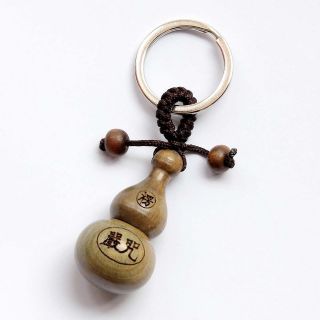   Sandalwood Buddhist Lucky Gourd Pendant Alloy Metal Key Ring Key Chain