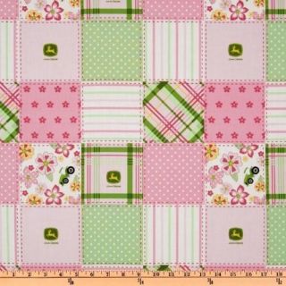 yard 34 inches John Deere Tractor Floral Madras Pink Patch Fabric
