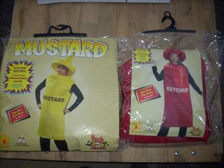   COUPLE ADULT HALLOWEEN COSTUME KETCHUP CATSUP MUSTARD BOTTLE 1 SIZE