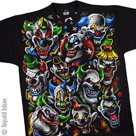 NIGHTMARE COLORED CLOWNS EVIL SINISTER CLOWN T SHIRT EXTRA LARGE XL