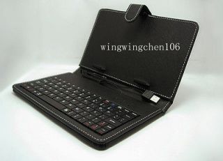 Black USB Keyboard PU Leather Carry Case for 7 Tablet with Stylus Pen 