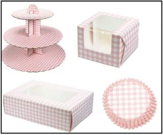 Pink Gingham Cake Display Items   All in one Listing