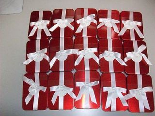 NEW Set of 15 Give A Gift Red Gift Card Tins Boxes Holders With White 