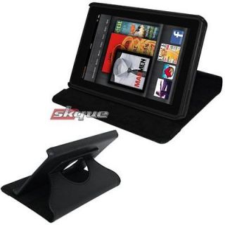 360° Black Rotating Leather Hard Stand Case For  Kindle Fire 