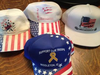 VTG Lot Of 4 Snap Back Patriotic Cap Hat Trucker