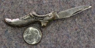   folding pocket knife silver miniature ladies shoe shape Germany 2 in