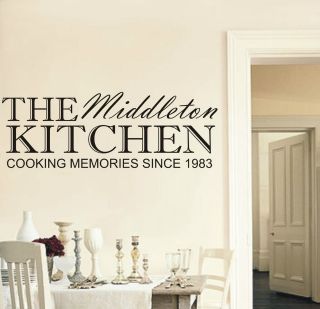 Personalised Family Kitchen wall art sticker, any name and year 