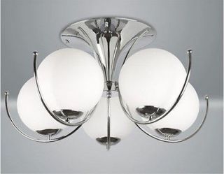 New White 5 Glass Shade Ceiling Lighting Lamp Light Fixture Chandelier 