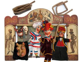 c1860 punch and judy theatre with puppets from united kingdom