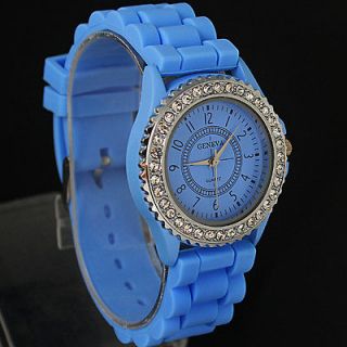 BL Blue New Silicone Jelly Lady Girl Women Quartz Wrist Watch, KDF
