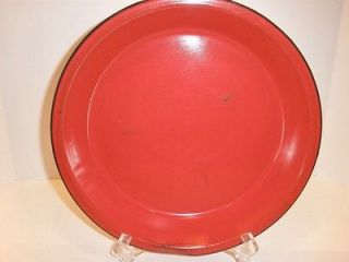 Vintage Red Enamelware with Black Trim Pie Plate 11 Pan