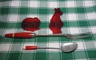 Vintage Kitchen Collectibles Plastic Cookie Cutters & Red Handled 