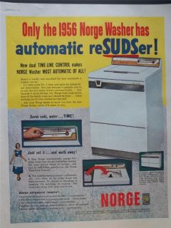 1955 Norge Automatic Washer Washing Machine Photo Vintage Print Ad
