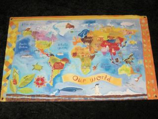 Land of Nod OUR WORLD map globe kids childs wall hanging art DONNA 