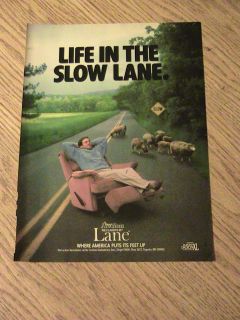 1988 LIFE SLOW LANE ADVERTISEMENT RECLINER AD MAN SHEEP