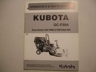 Kubota Mower GC F30A Grass Catcher used w/ F3062 F3072 Operators 