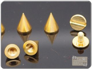 500pc 1cmx7mm Gold Copper Cone Spike Studs Spot Screwback Rivets 