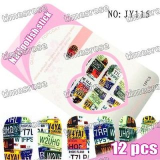 12 PCS Nail Art Letters Sticker Acrylic Foils Wraps Decoration Tips 