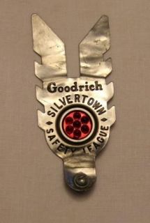 License plate attachment w/reflector Goodrich Silvertown safety league