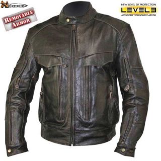   Bandit Buffalo Leather Cruiser Motorcycle Jacket with Armor size 4XL