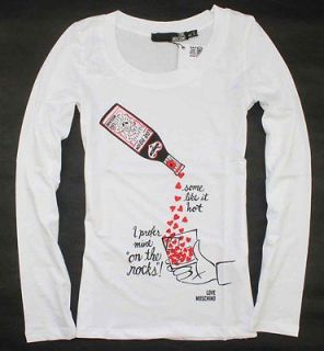 NWT Womens Moschino Love Heart Bottle 1271 White T Shirt/Top/Tee Size 
