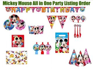 Mickey Minnie Mouse Club House Disney Birthday All in One Party Supply