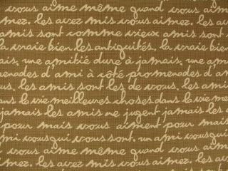 Woven Document French Script Writing Letters Upholstery Fabric