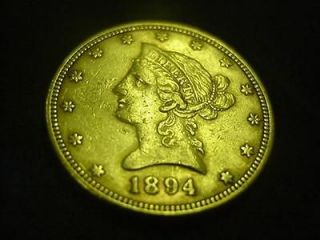 1894 $10 LIBERTY HEAD EAGLE GOLD PIECE EXTRA FINE XF TO ALMOST UNC AU