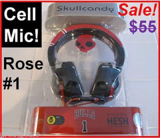 Skullcandy In Line Mic HESH NBA Bulls Derrick Rose #1 DJ Over Ear Cup 