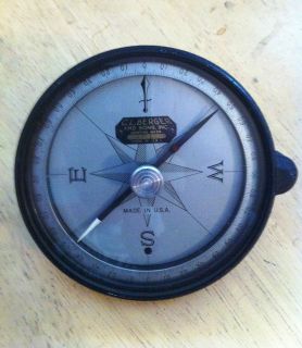Vintage 1952 Bergers Surveyors Compass In Box With Manual