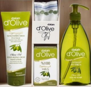   Olive Oil Hand&Body Set: Cream, Bar&Liquid Soap,Hammam Silk Mitt