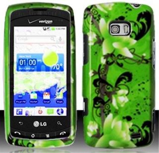 LG Ally VS740 TULIP on GREEN Faceplate Protector Snap On Hard Cover 