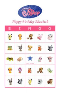 Littlest Pet Shop Birthday Party Game Bingo Cards