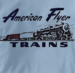 American Flyer Vintage Logo Railroad T Shirt LARGE BLUE