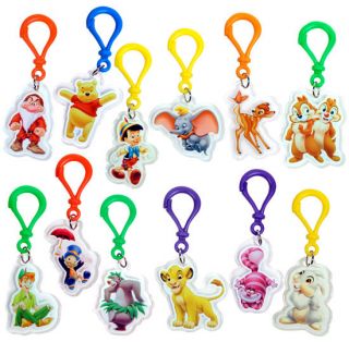   Disney 2 Backpack Clips Key Chains Plastic Movie Characters Charms
