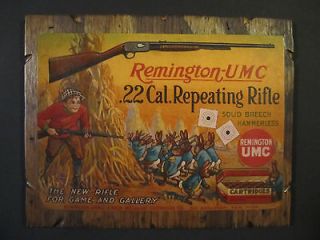   remington UMC .22 rifle Advertising Wooden Sign decor cabin hunting