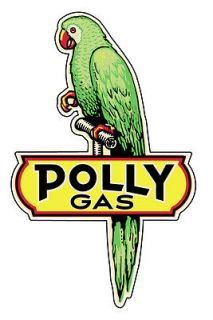 VTG STYLE POLLY GAS PARROT TIN METAL SIGN GARAGE OLD SCHOOL HOT ROD 