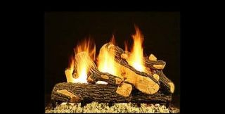   Oak Vented Fireplace Gas Logs COMPLETE Set Up Natural Gas or Propane