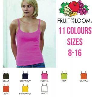 FRUIT OF THE LOOM LADY FIT STRAP T SHIRT VEST STRAPPY TOP CAMISOLE 