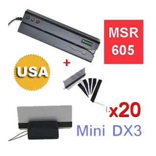 Bundle MSR605 Card Writer & Mini Dx3 Reader Compatible MSR206 + 20 