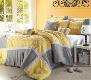 piece King Luxury Bedding Set  QNC. Yellow/Grey