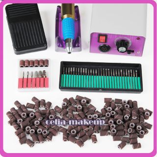 Electric PRO Manicure Nail Drill File Bit Kit Set Sanding Bands 