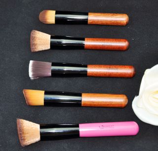   Wood Angled Liquid Foundation Cosmetic Brush Blush Powder Makeup NEW