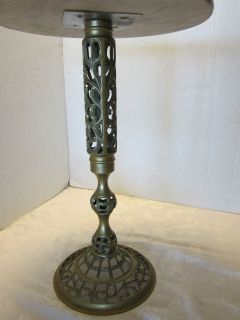   Filigree Brass Pedestal Base Table with 12” Round Marble top stand