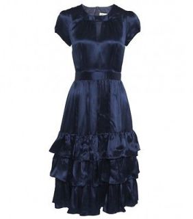 ALANNAH HILL WHATS MY LESSON? STUNNING NAVY SILK DRESS FROCK W/BOW 14 