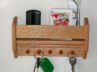 KEY RACK wood OAK storeage Cell phones wooden Key shelf cady organizer 